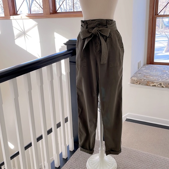 Topshop Paper Bag Olive Khakis, US 0 - Picture 1 of 4
